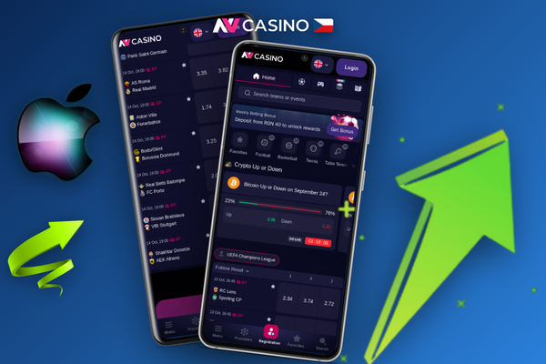 Přihlášení do NV Casino aplikace pomocí otisku prstu nebo Face ID na tmavém UI