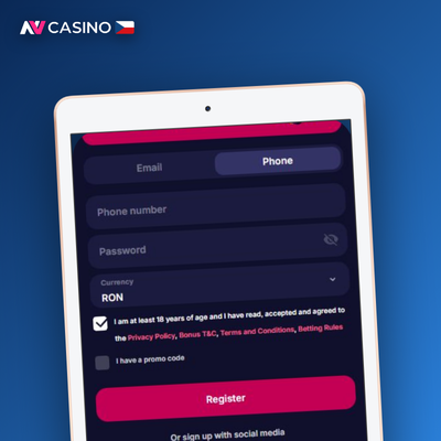 Ikona registrace e-mailem v NV Casino – klasická metoda vytvoření účtu s vlastním heslem